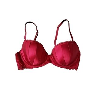 NWT Rosie Red Silk Satin & Lace Wired Balconette Bra